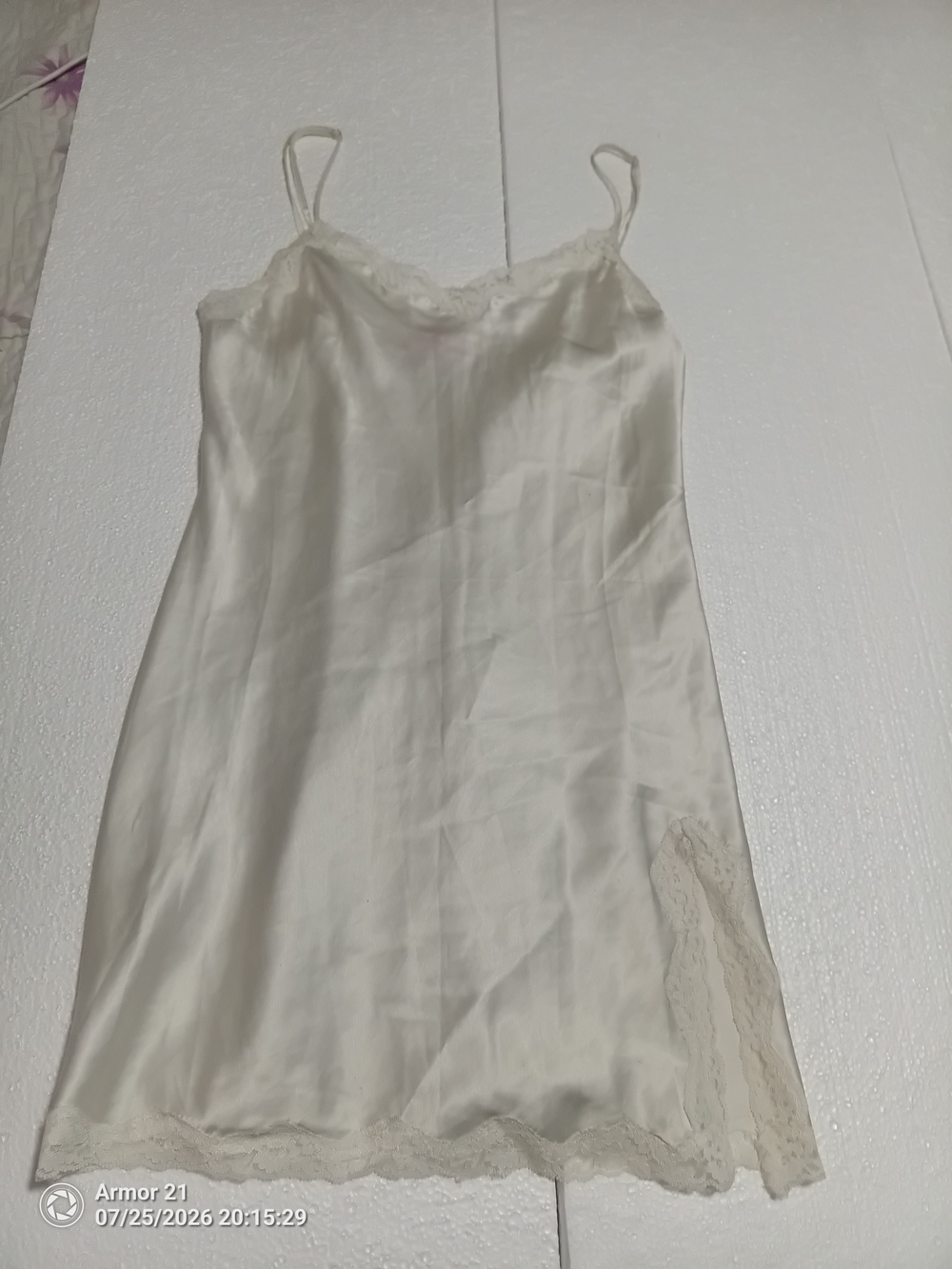 Victoria's Secret Ivory Lace-Trim Satin Slip